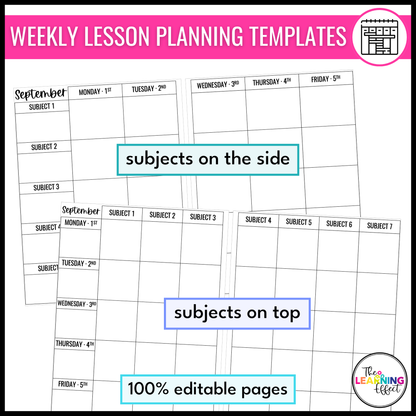 Editable Teacher Planner Binder Printable and Digital BUNDLE | Black and White