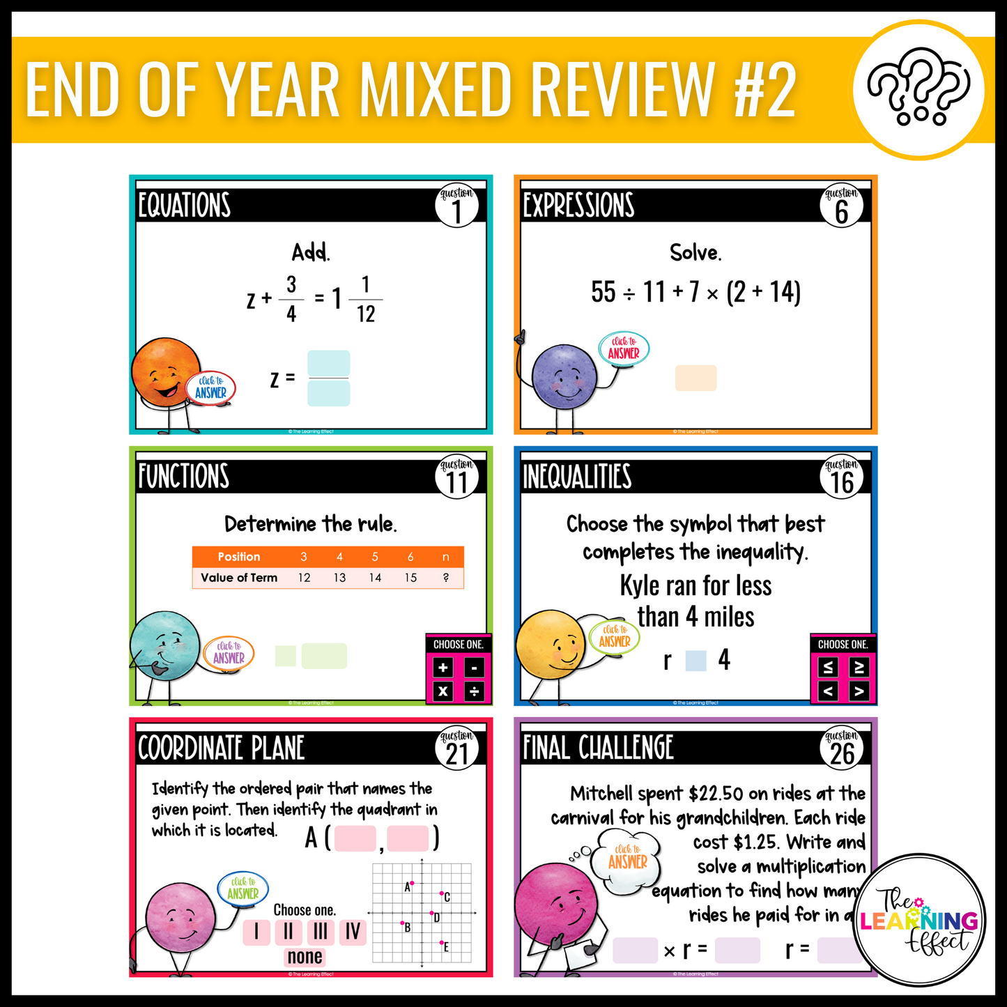 6th Grade Math Spiral Review #1-3 Google Slides BUNDLE | Digital Task Cards Activities