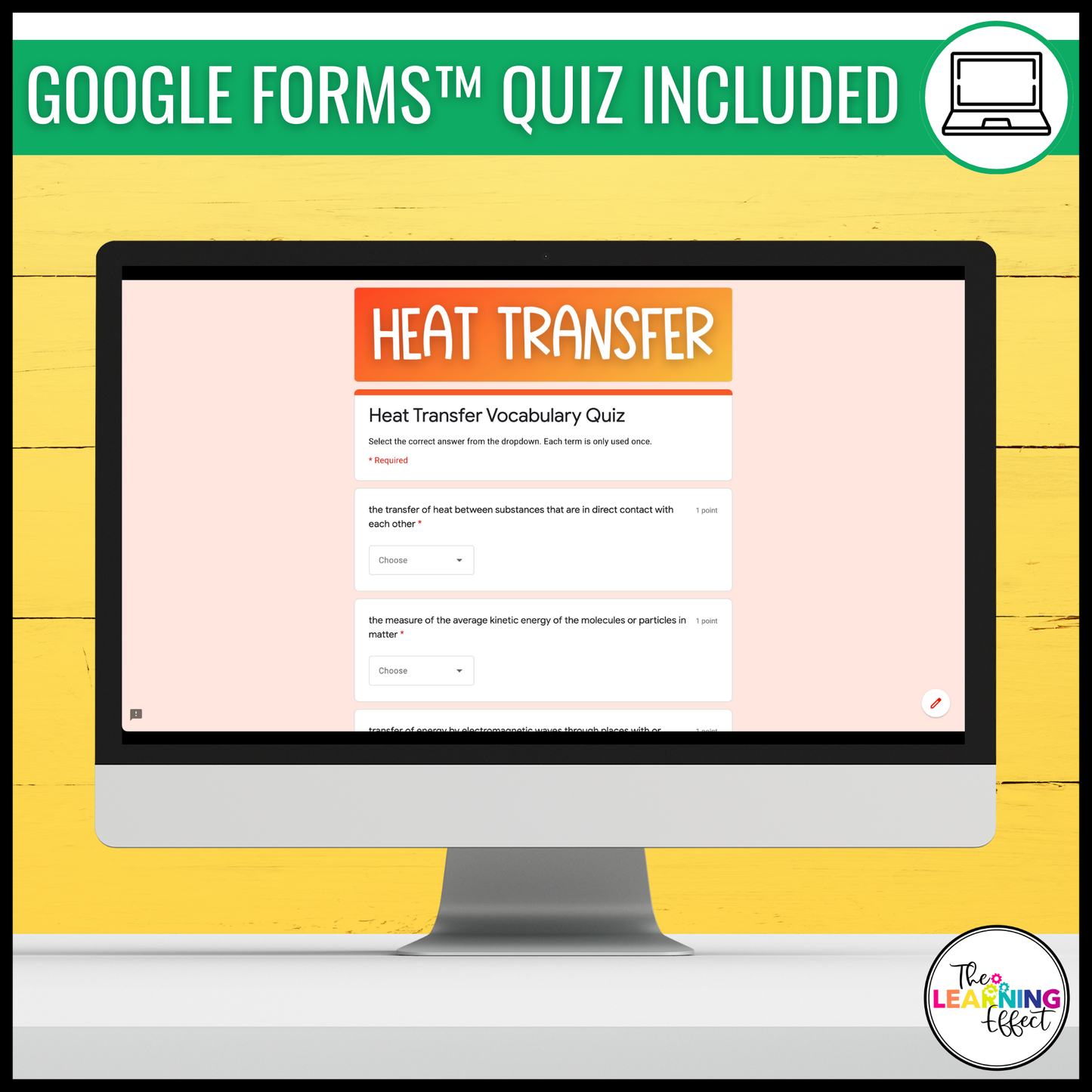 Heat Transfer Vocabulary | Word Wall and Quiz | Conduction, Convection, Radiation