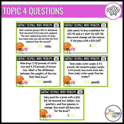 Adding and Subtracting Decimals Google Slides | 5th Grade Math Digital Task Cards