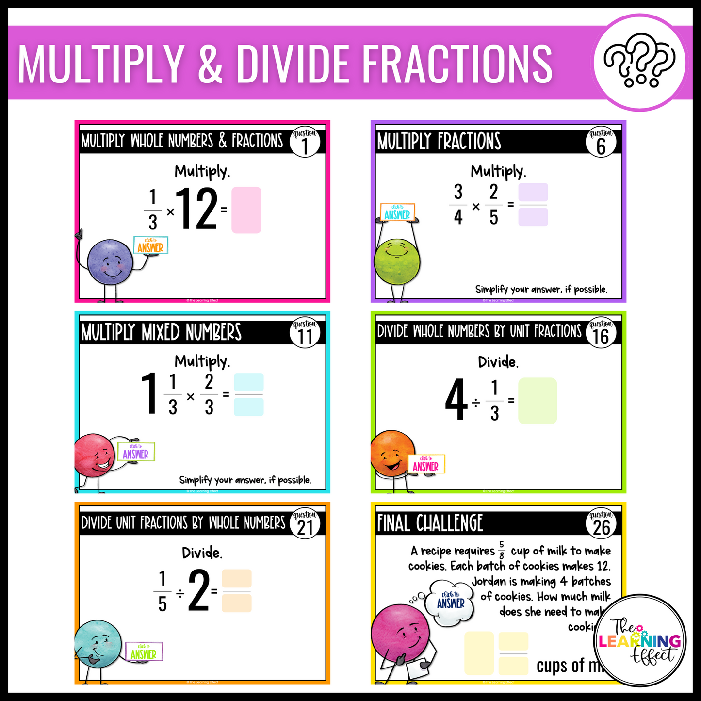 5th Grade Math Fractions Google Slides BUNDLE | Digital Task Card Activities