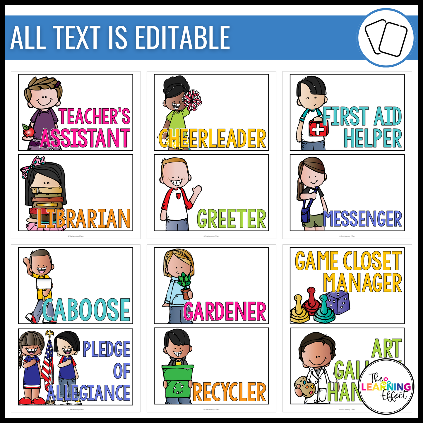 Visual Daily Schedule Cards and Classroom Student Jobs | Editable BUNDLE