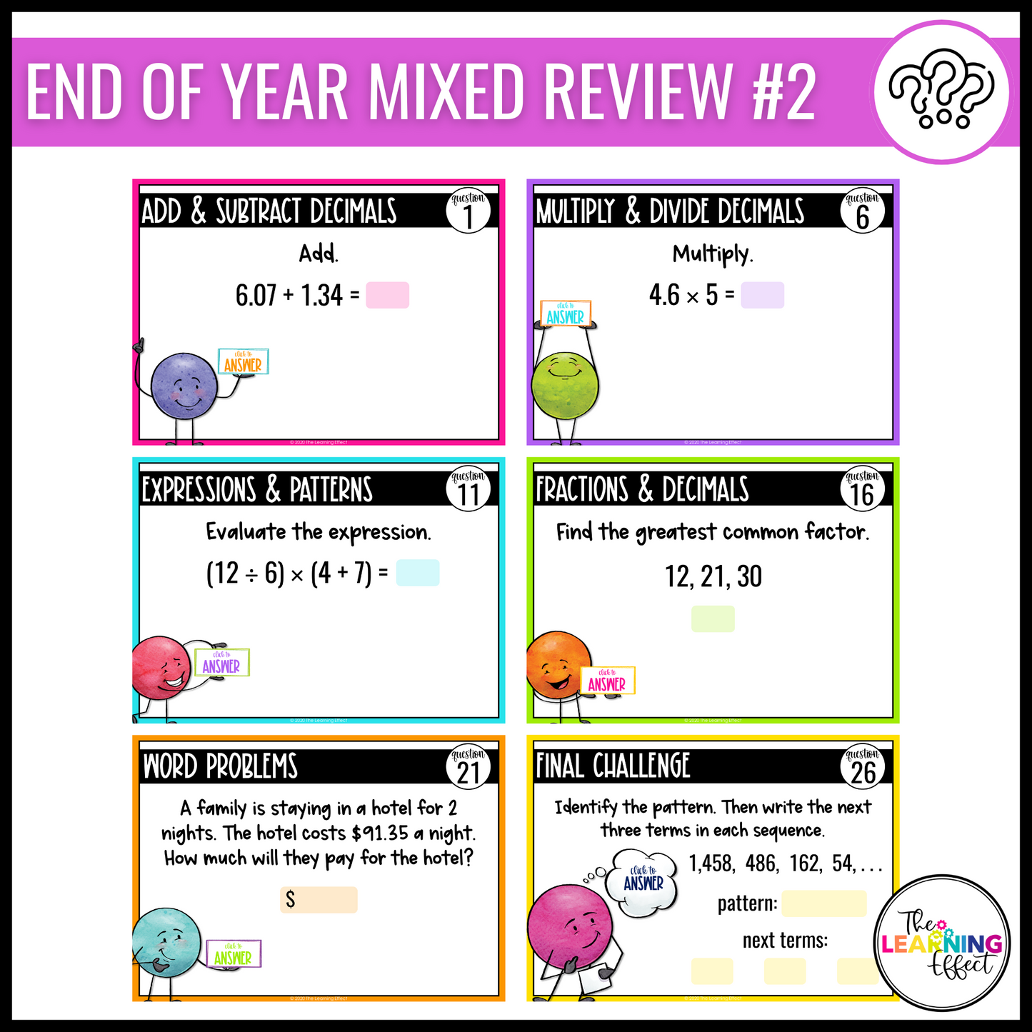5th Grade Math Spiral Review #1-3 Google Slides BUNDLE | Digital Task Cards Activities