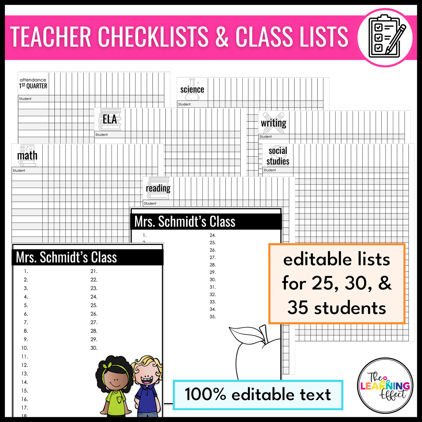 Editable Weekly Lesson Plan Templates 2026 | Teacher Planner | Black and White