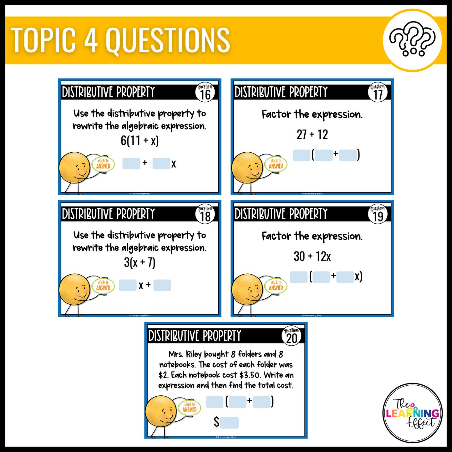 Expressions Google Slides | 6th Grade Math Digital Task Cards Activity