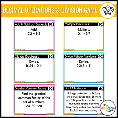 6th Grade Math Fraction, Decimal, and Percent Game Shows BUNDLE | Test Prep Review Activities