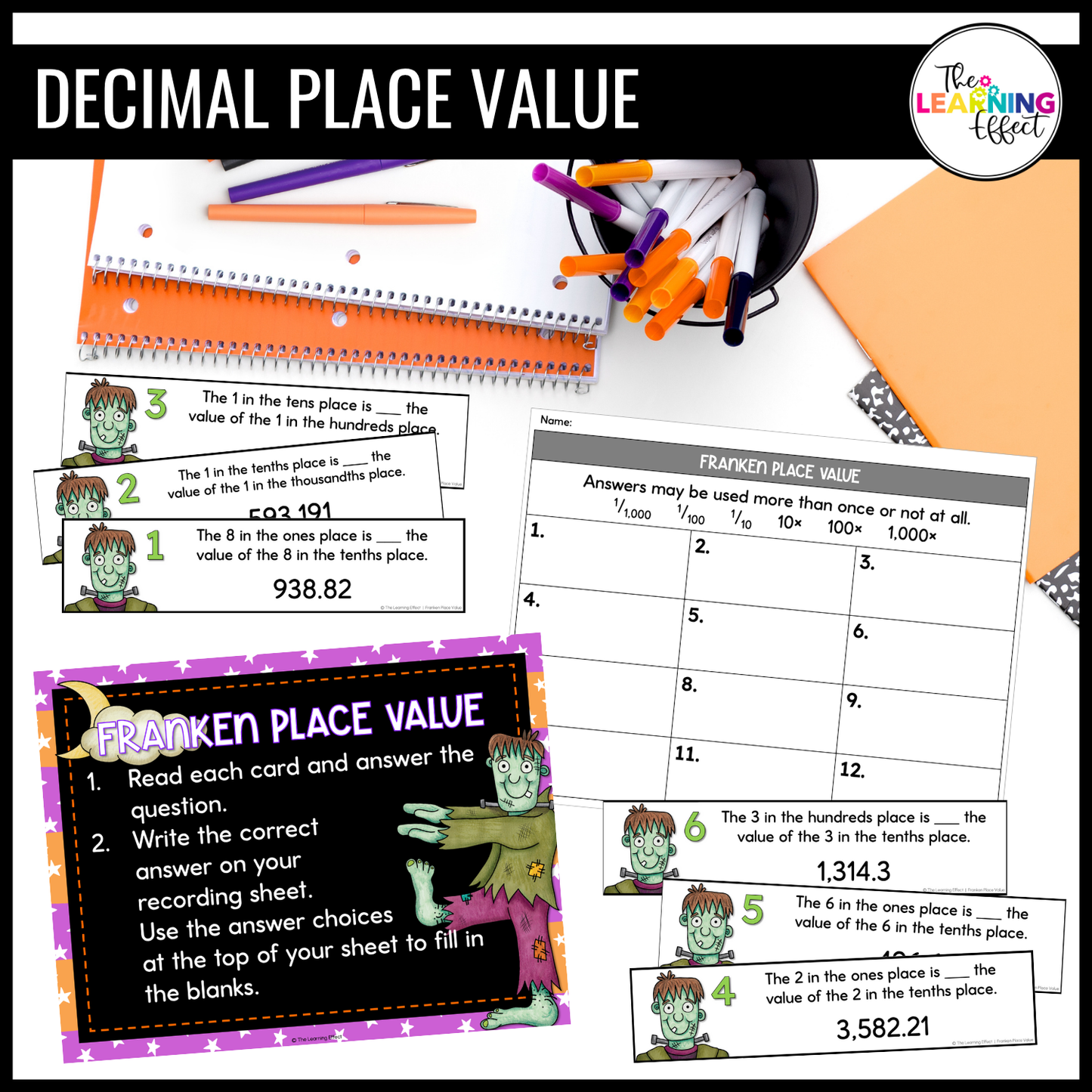 Halloween Math Centers Activities Games 5th Grade | Decimals, Division