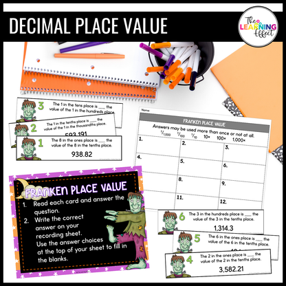 Halloween Math Centers Activities Games 5th Grade | Decimals, Division