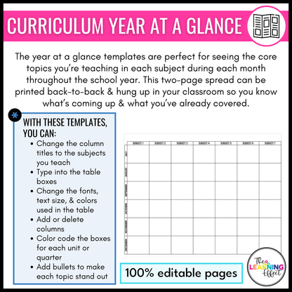 Curriculum Map and Pacing Guide Templates | Editable Planning Calendar | Black and White