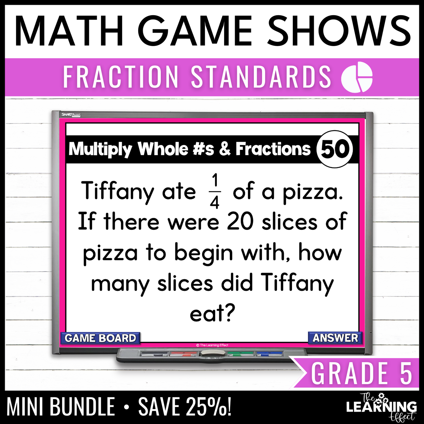 5th Grade Math Fractions Game Shows BUNDLE | Test Prep Review Activities