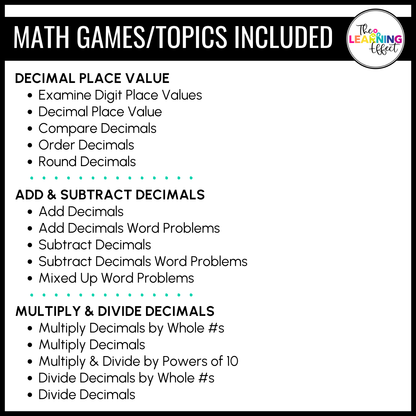 5th Grade Math Decimals Game Shows BUNDLE | Test Prep Review Activities