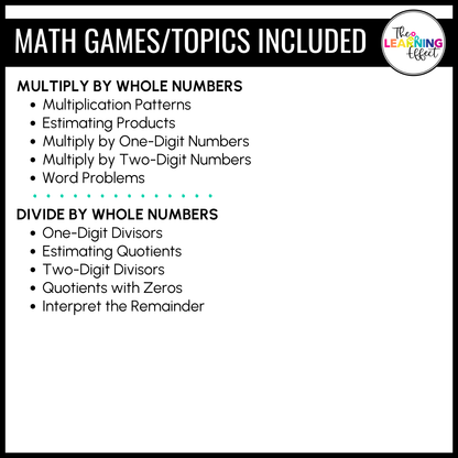 5th Grade Math Multiplication and Division Game Shows BUNDLE | Test Prep Review Activity