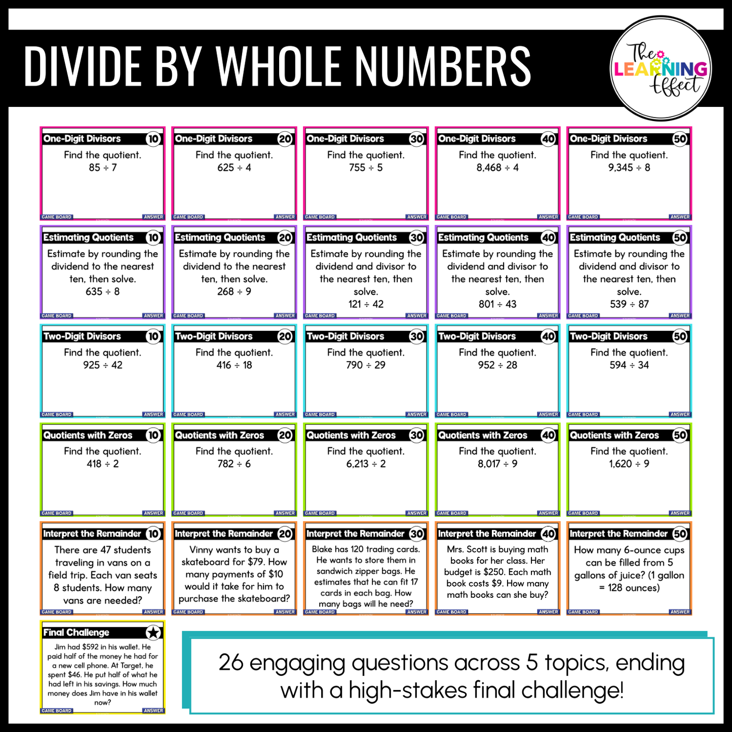 5th Grade Math Multiplication and Division Game Shows BUNDLE | Test Prep Review Activity