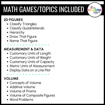5th Grade Math Geometry and Measurement Game Shows | Test Prep Review Activities