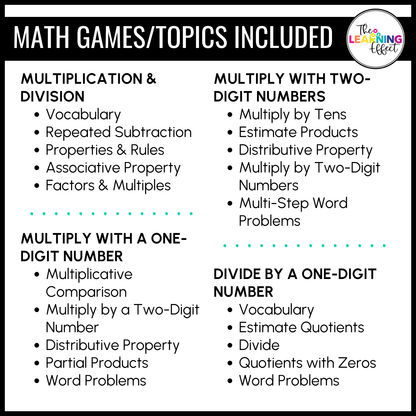 4th Grade Math Multiplication and Division Game Shows BUNDLE | Test Prep Review Activity