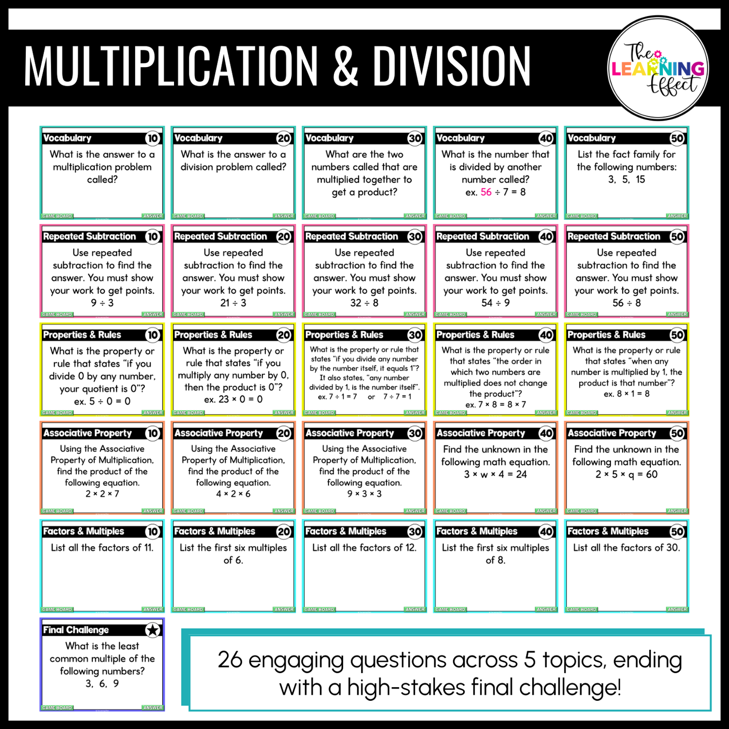 4th Grade Math Multiplication and Division Game Shows BUNDLE | Test Prep Review Activity