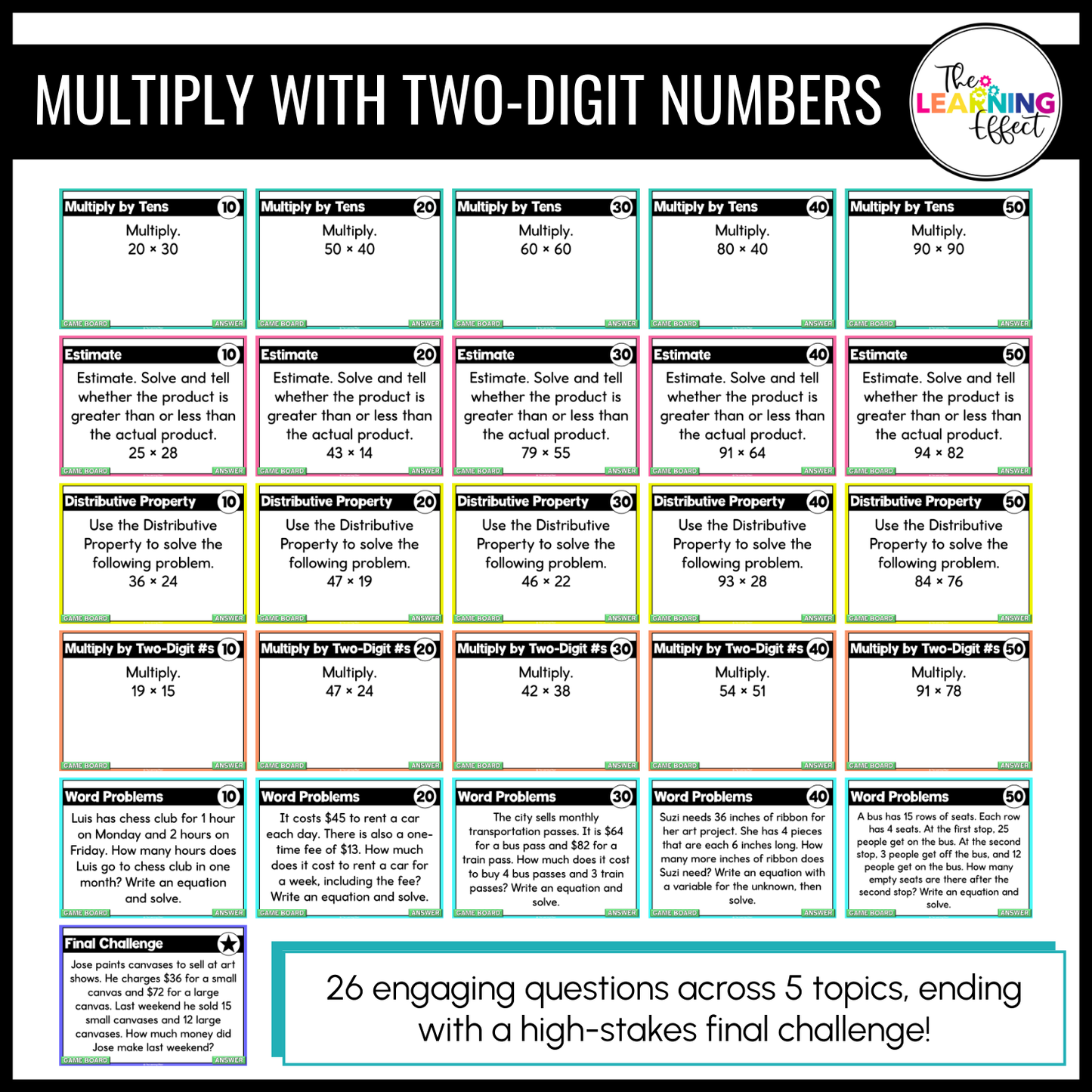 4th Grade Math Multiplication and Division Game Shows BUNDLE | Test Prep Review Activity