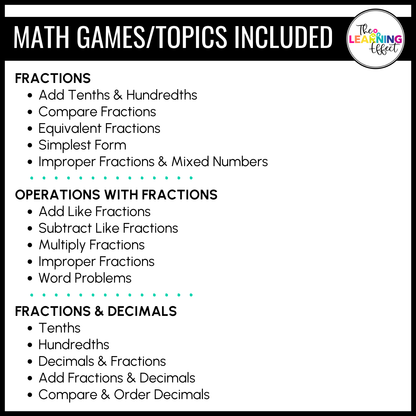4th Grade Math Fractions Game Shows | Test Prep Review Activities BUNDLE