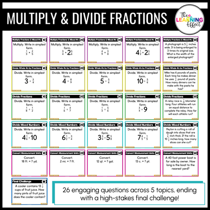 6th Grade Math Fraction, Decimal, and Percent Game Shows BUNDLE | Test Prep Review Activities