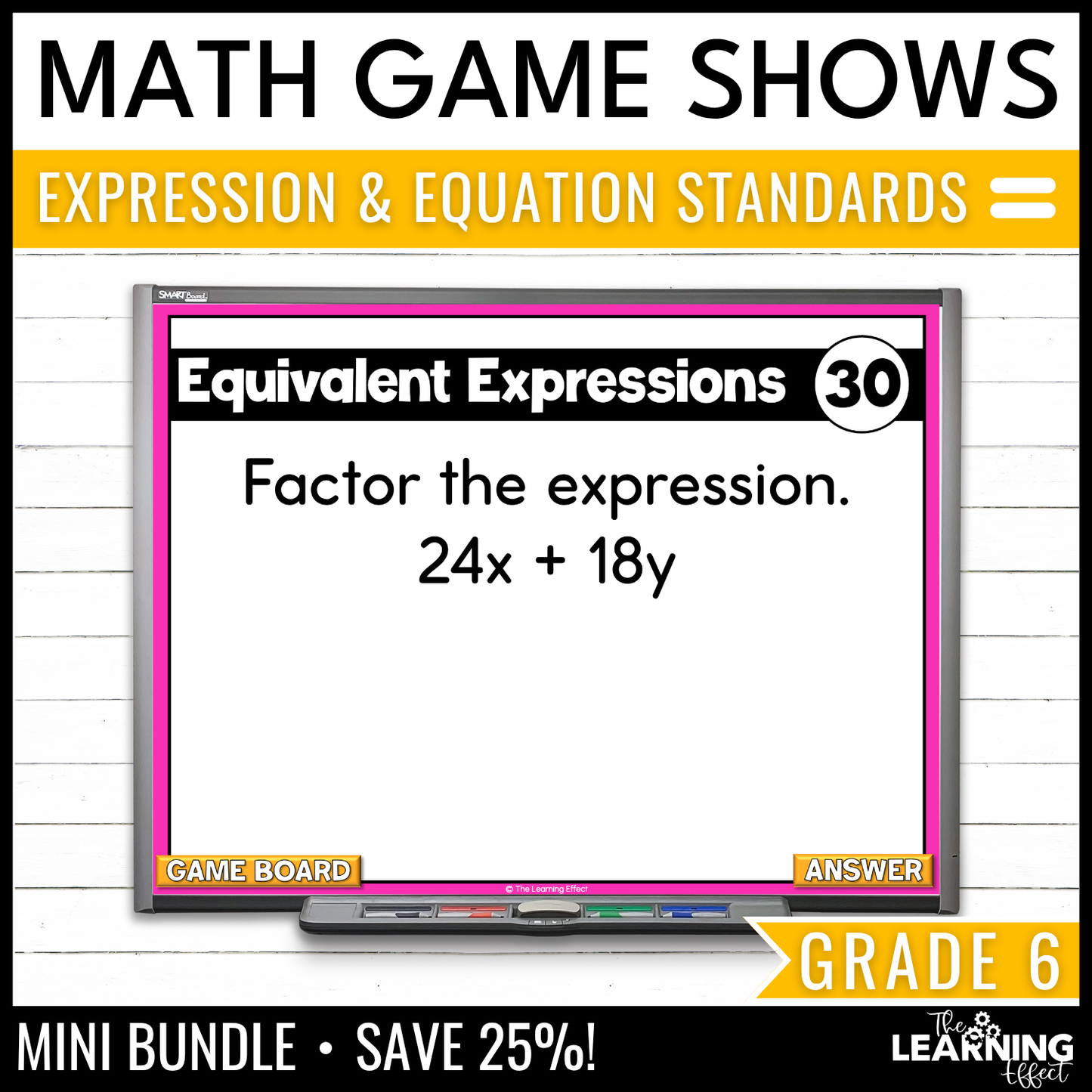 6th Grade Math Expressions and Equations Game Shows BUNDLE | Test Prep Review Activities
