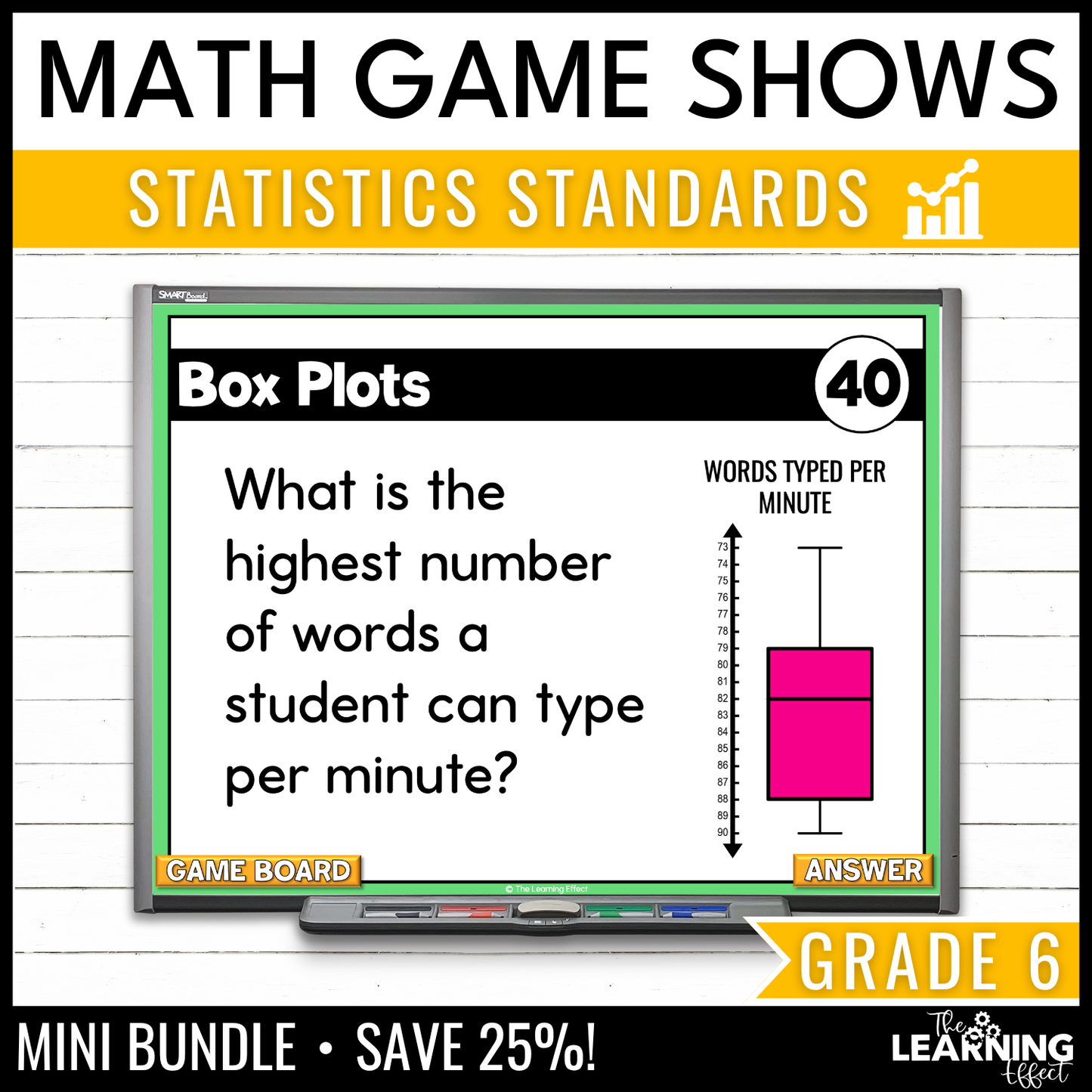 6th Grade Math Data and Statistics Game Shows BUNDLE | Test Prep Review Activities