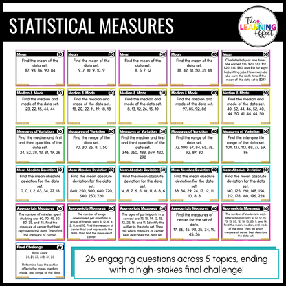 6th Grade Math Data and Statistics Game Shows BUNDLE | Test Prep Review Activities