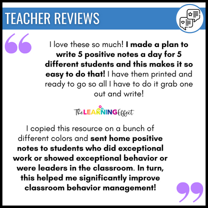 Positive Notes Home for Students | Parent Communication | Growth Mindset