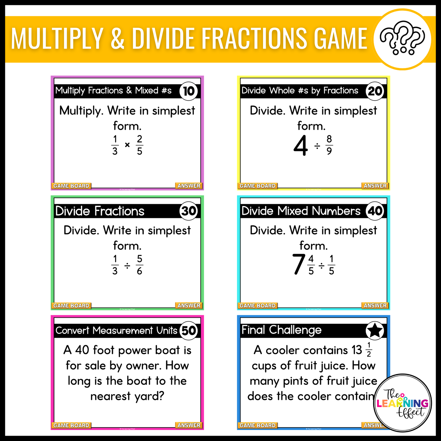 6th Grade Math Fraction, Decimal, and Percent Game Shows BUNDLE | Test Prep Review Activities