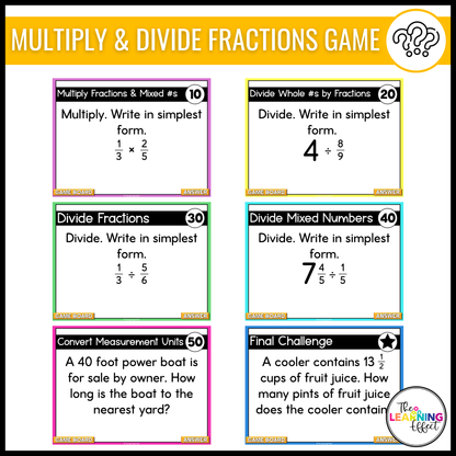 6th Grade Math Fraction, Decimal, and Percent Game Shows BUNDLE | Test Prep Review Activities