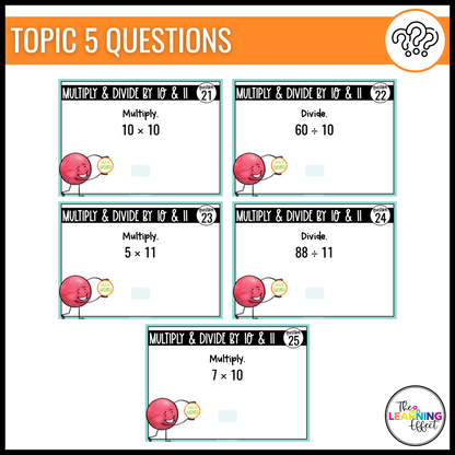 3rd Grade Math Spiral Review #2 Google Slides | Digital Task Cards Test Prep Activity