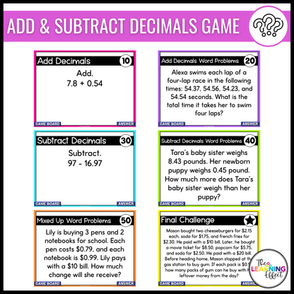 5th Grade Math Decimals Game Shows BUNDLE | Test Prep Review Activities