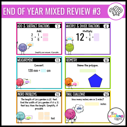 5th Grade Math Spiral Review #1-3 Google Slides BUNDLE | Digital Task Cards Activities