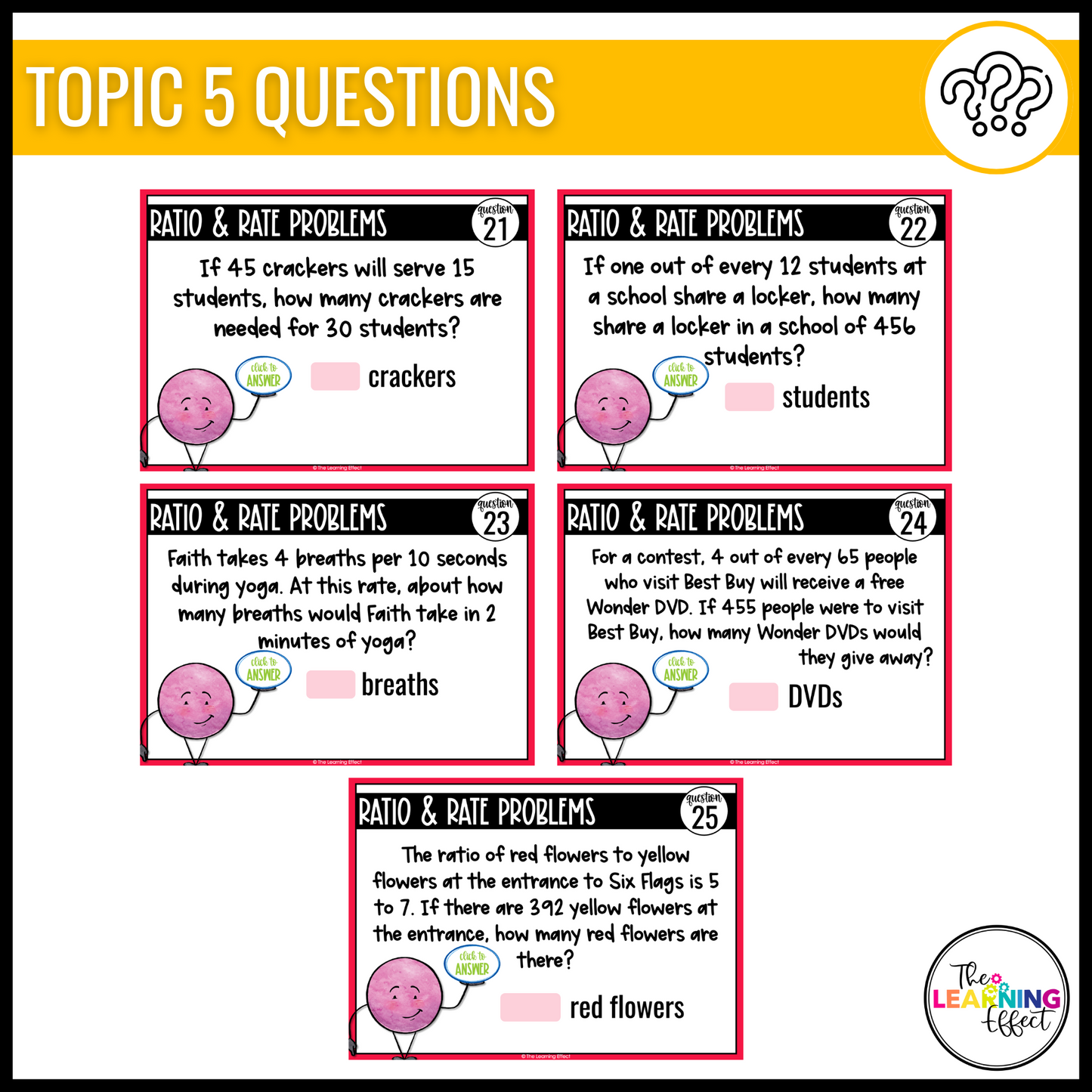 6th Grade Math Spiral Review #1 Google Slides | Digital Task Cards Test Prep Activity