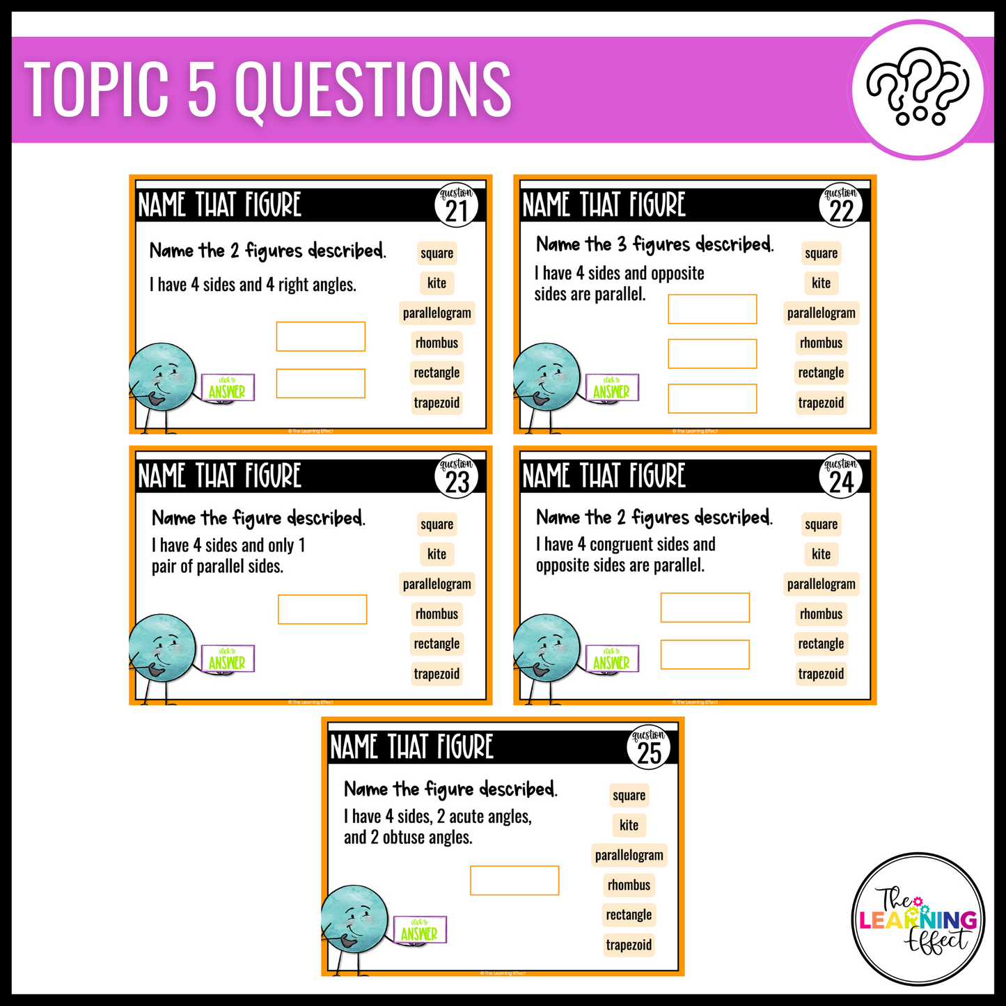 2D Shapes Geometry Google Slides | 5th Grade Digital Task Cards Math Activity