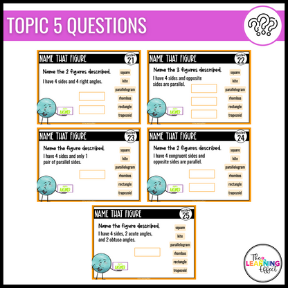 2D Shapes Geometry Google Slides | 5th Grade Digital Task Cards Math Activity