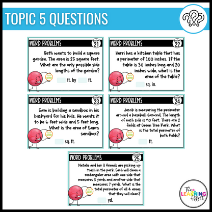 Area and Perimeter Google Slides | 4th Grade Math Digital Task Cards Activity