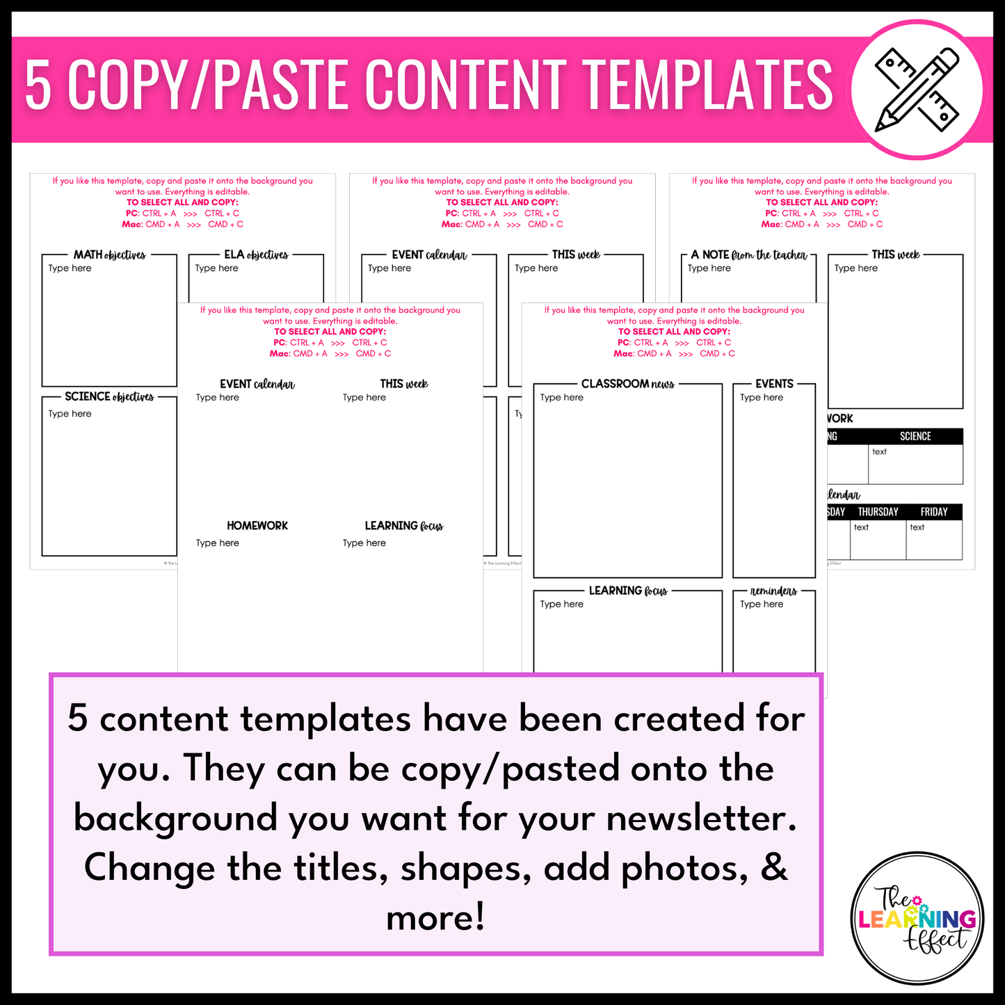 Classroom Newsletter Templates Editable | Weekly or Monthly Parent Communication