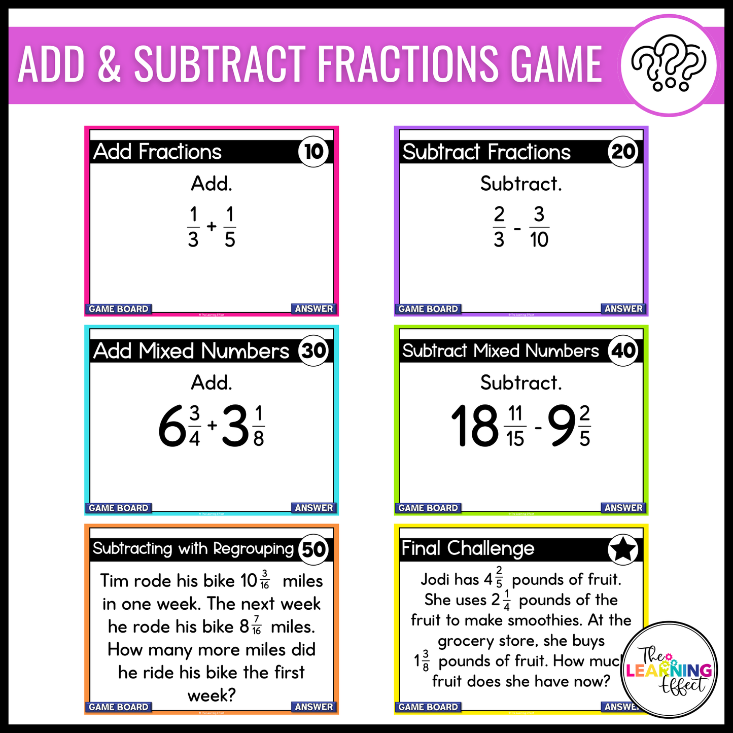 5th Grade Math Fractions Game Shows BUNDLE | Test Prep Review Activities