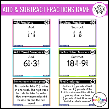 5th Grade Math Fractions Game Shows BUNDLE | Test Prep Review Activities