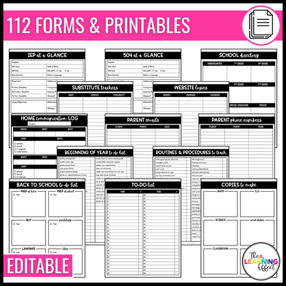 Back to School Forms | Editable Templates | Parent Information Packet