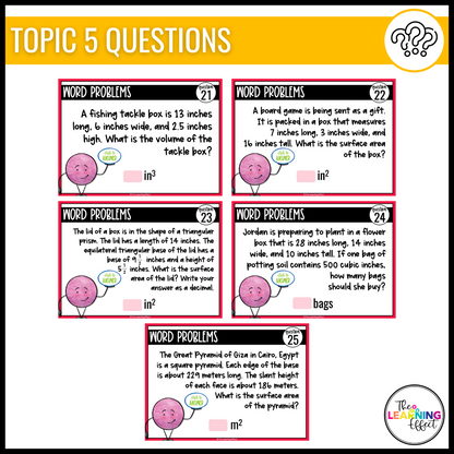 Volume and Surface Area Google Slides | 6th Grade Digital Task Cards Activity