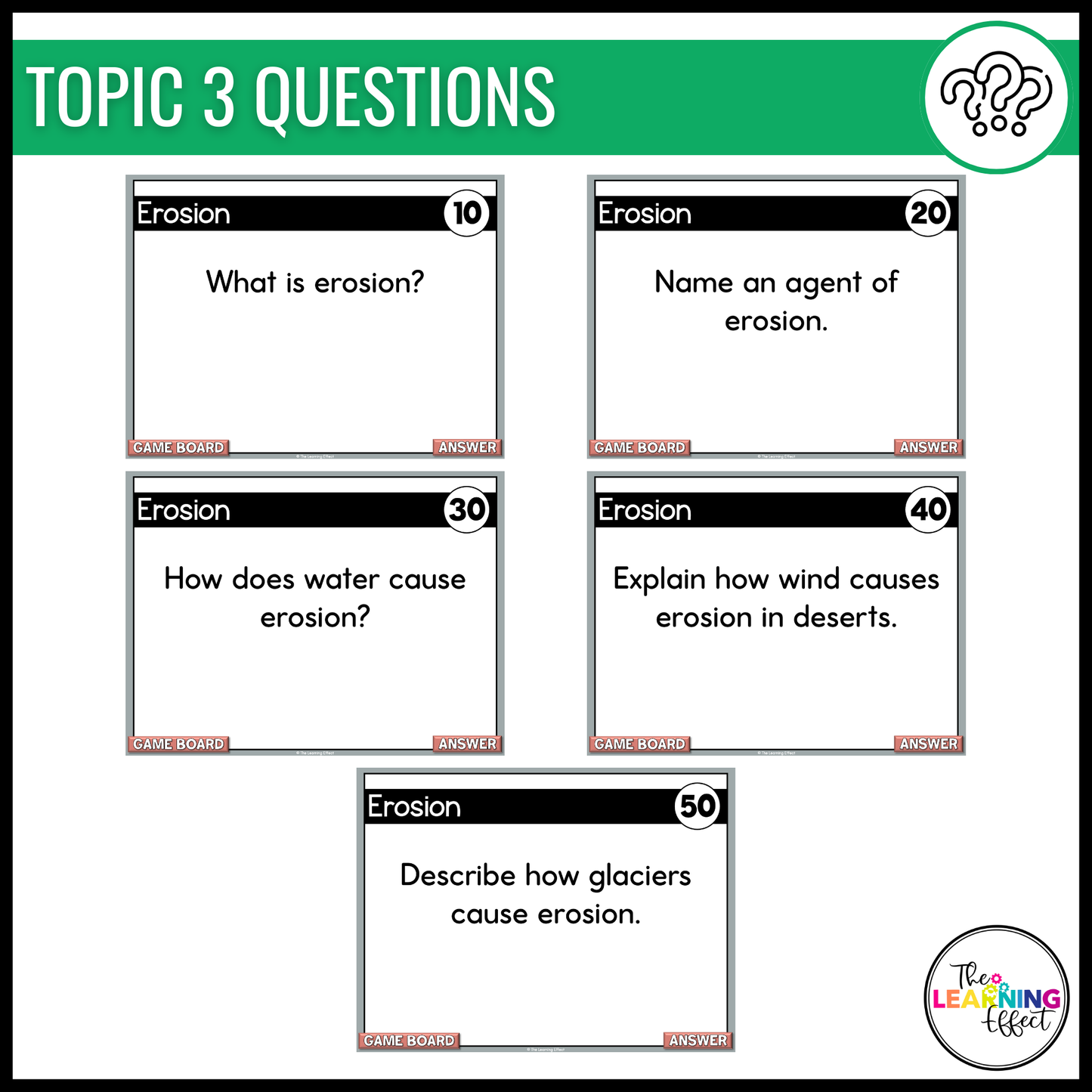 Weathering, Erosion, and Deposition Game Show | Science Review Test Prep Activity