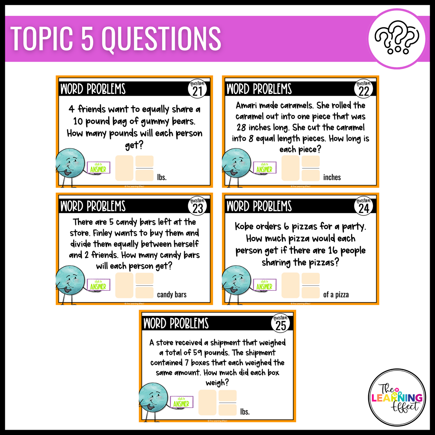 Fractions as Division Google Slides | 5th Grade Digital Task Cards Math Activity