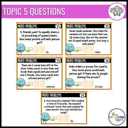 Fractions as Division Google Slides | 5th Grade Digital Task Cards Math Activity