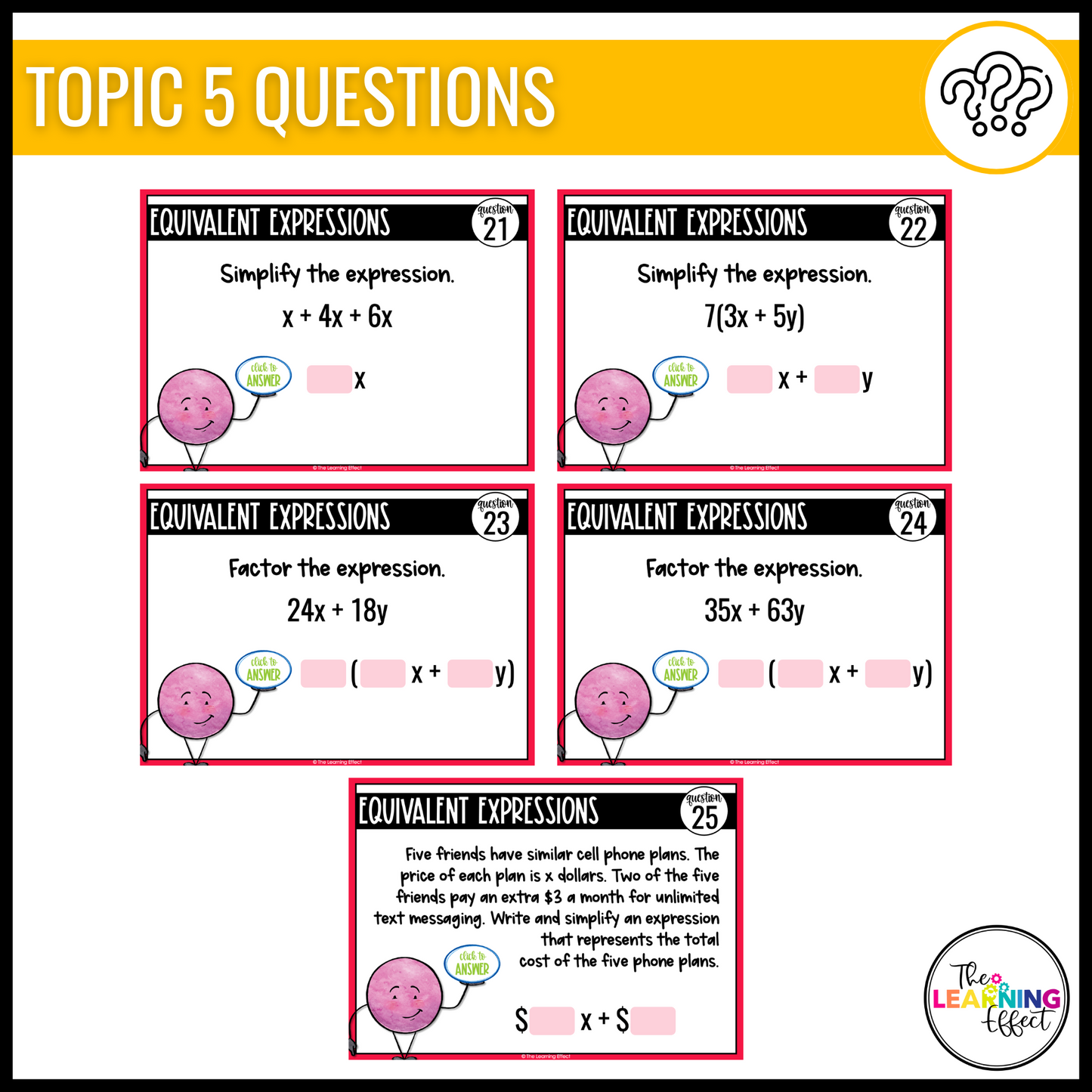 Expressions Google Slides | 6th Grade Math Digital Task Cards Activity