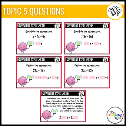 Expressions Google Slides | 6th Grade Math Digital Task Cards Activity