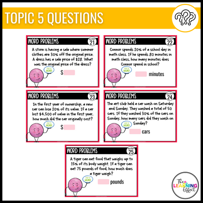 Fractions, Decimals, and Percents Google Slides | 6th Grade Digital Task Cards