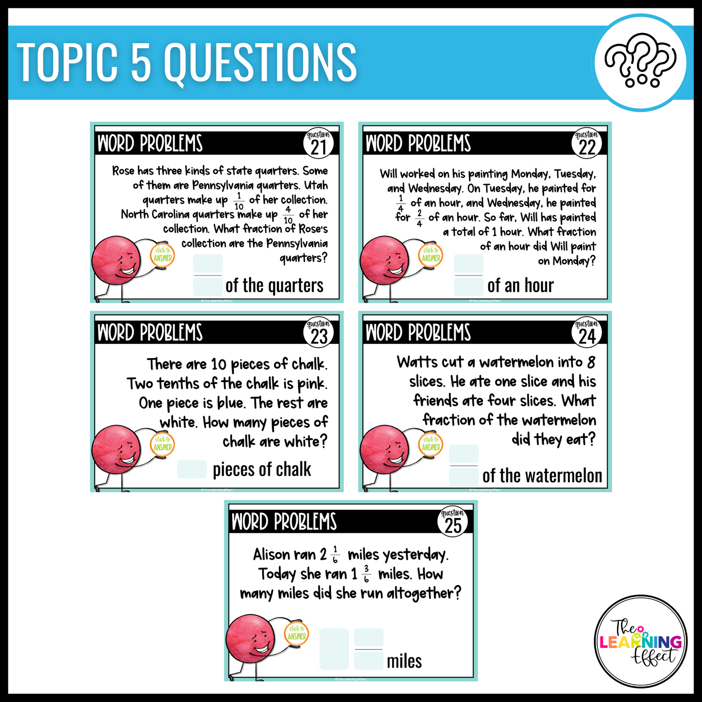 Operations with Fractions Google Slides | 4th Grade Digital Task Cards Activity