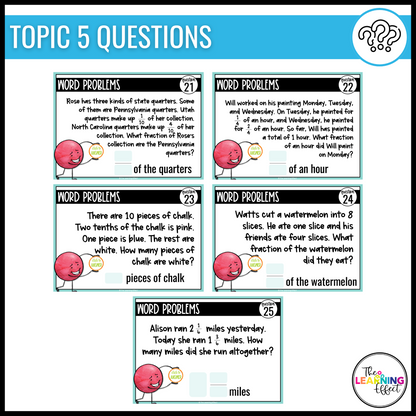 Operations with Fractions Google Slides | 4th Grade Digital Task Cards Activity