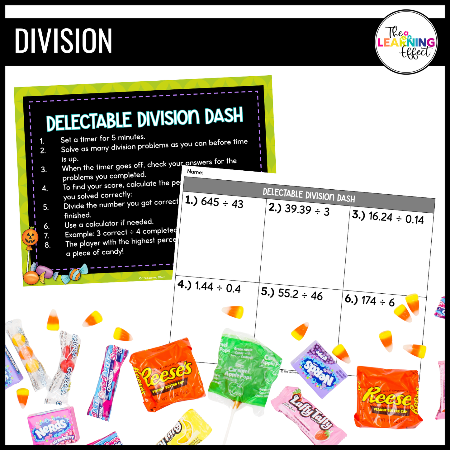 Halloween Math Centers Activities Games 6th Grade | Decimals, Fractions